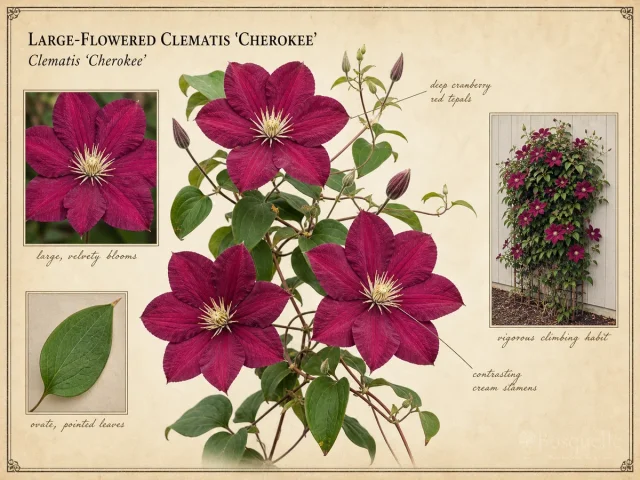 Large-Flowered Clematis 'Cherokee'