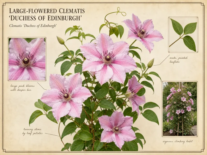 Large-Flowered Clematis ‘Duchess of Edinburgh’ (Clematis ‘Duchess of Edinburgh’)