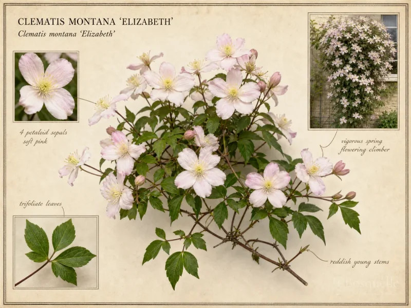Clematis montana ‘Elizabeth’ (Clematis ‘Elizabeth’)