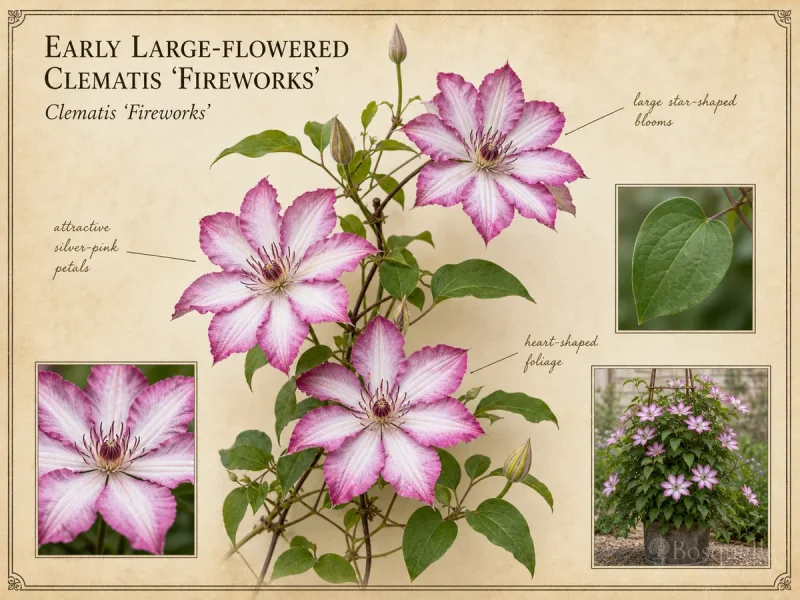 Early Large-Flowered Clematis ‘Fireworks’ (Clematis ‘Fireworks’)