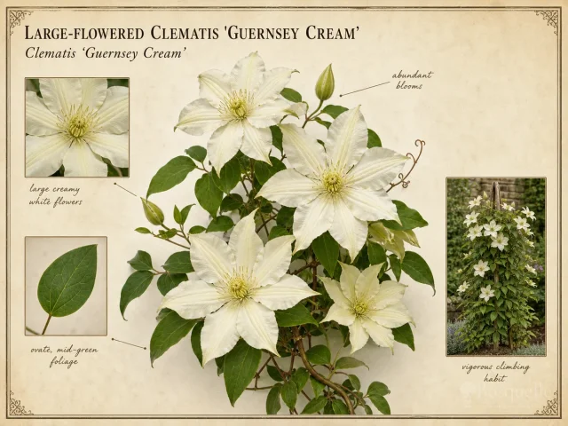 Large-Flowered Clematis 'Guernsey Cream'