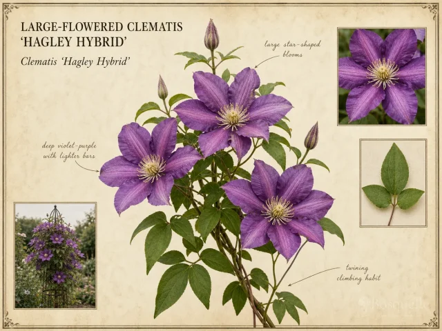 Large-Flowered Clematis 'Hagley Hybrid'