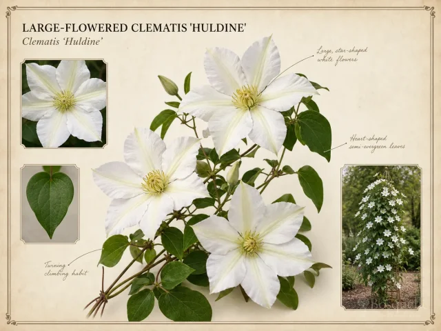 Large-Flowered Clematis 'Huldine'