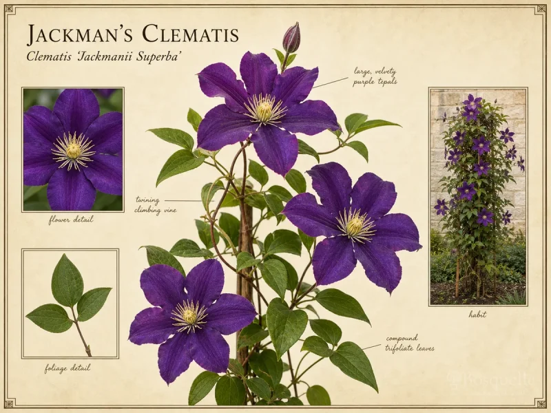 Jackman’s Clematis (Clematis ‘Jackmanii Superba’)