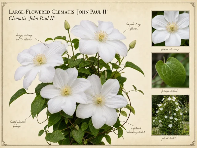 Large-Flowered Clematis 'John Paul II'