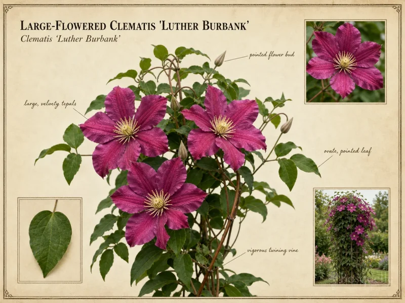 Large-Flowered Clematis ‘Luther Burbank’ (Clematis ‘Luther Burbank’)