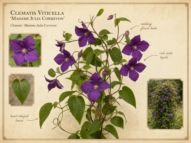 Clematis Viticella 'Madame Julia Correvon'
