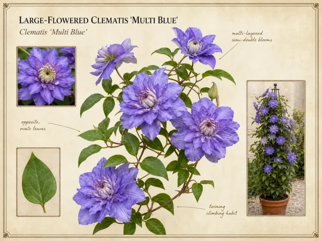 Large-Flowered Clematis 'Multi Blue'