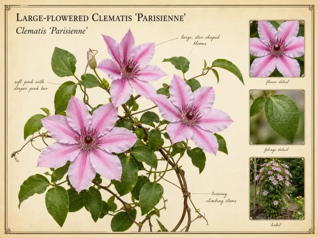 Large-Flowered Clematis ‘Parisienne’ (Clematis ‘Parisienne’)