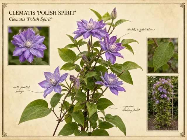 Clematis ‘Polish Spirit’ (Clematis ‘Polish Spirit’)