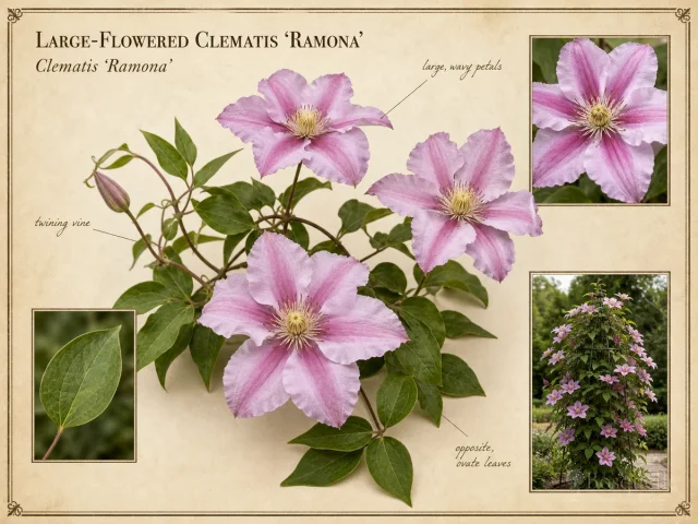 Large-Flowered Clematis ‘Ramona’ (Clematis ‘Ramona’)