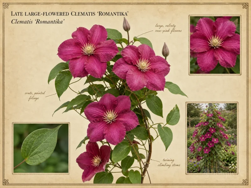 Late Large-Flowered Clematis ‘Romantika’ (Clematis ‘Romantika’)
