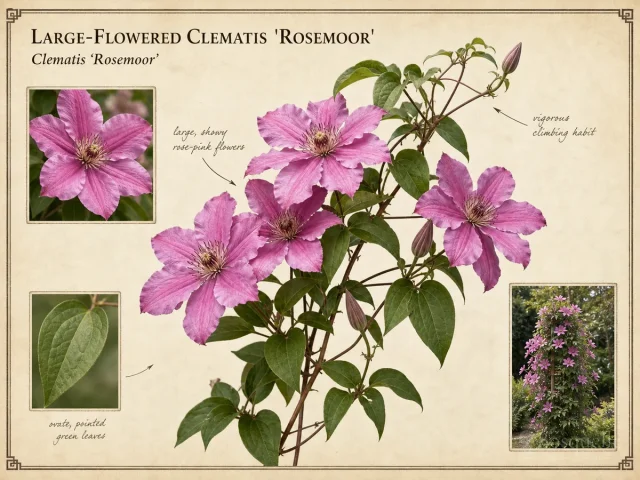 Large-Flowered Clematis 'Rosemoor'