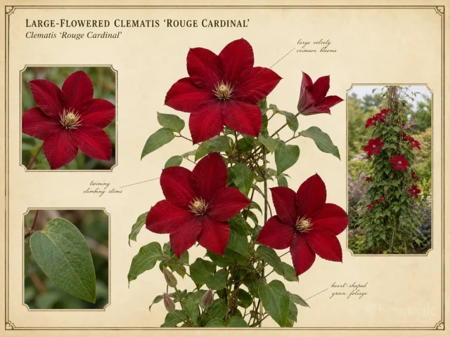 Large-Flowered Clematis 'Rouge Cardinal'
