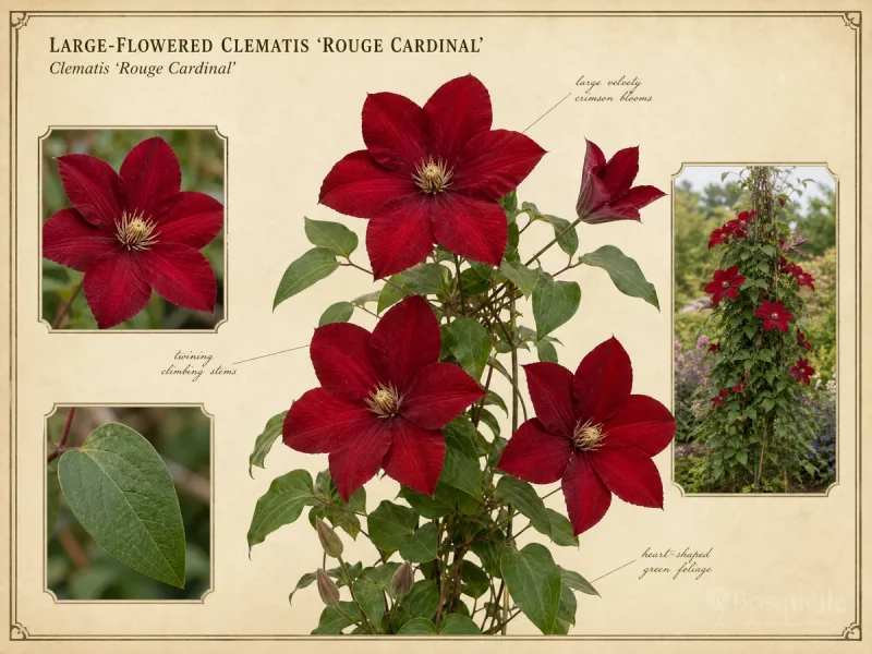 Large-Flowered Clematis ‘Rouge Cardinal’ (Clematis ‘Rouge Cardinal’)