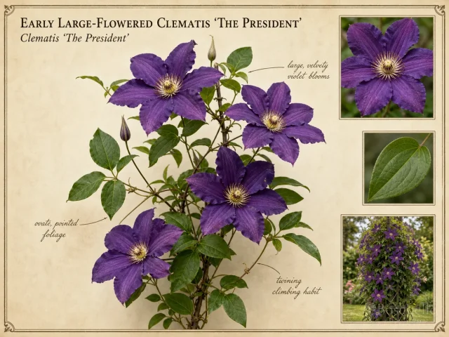 Early Large-Flowered Clematis 'The President'