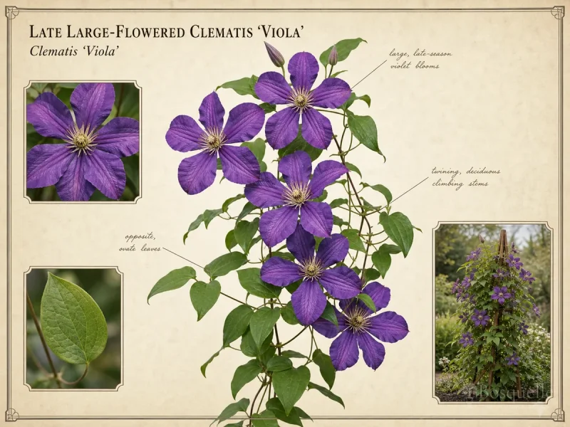 Late Large-Flowered Clematis ‘Viola’ (Clematis ‘Viola’)