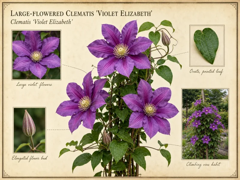 Large-Flowered Clematis ‘Violet Elizabeth’ (Clematis ‘Violet Elizabeth’)