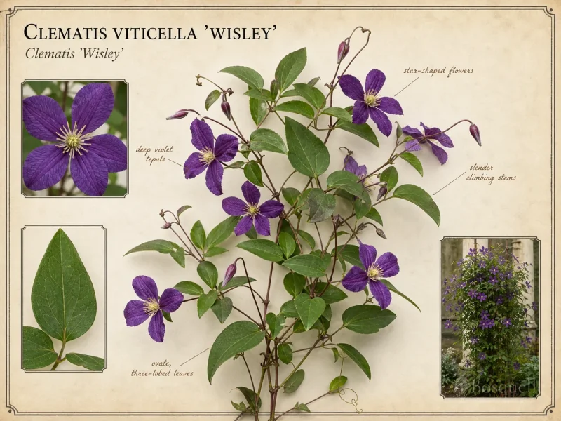 Clematis Viticella ‘Wisley’ (Clematis ‘Wisley’)