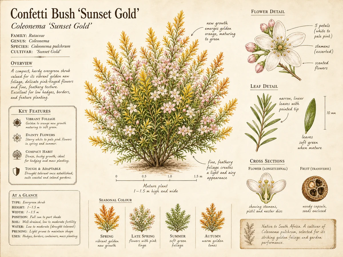Confetti Bush ‘Sunset Gold’ (Coleonema ‘Sunset Gold’)