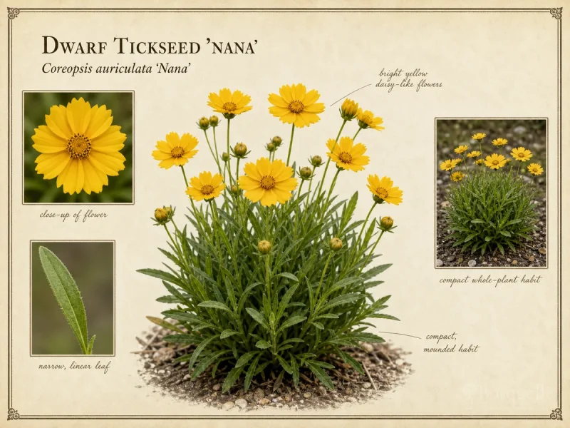 Dwarf Tickseed ‘Nana’ (Coreopsis auriculata ‘Nana’)