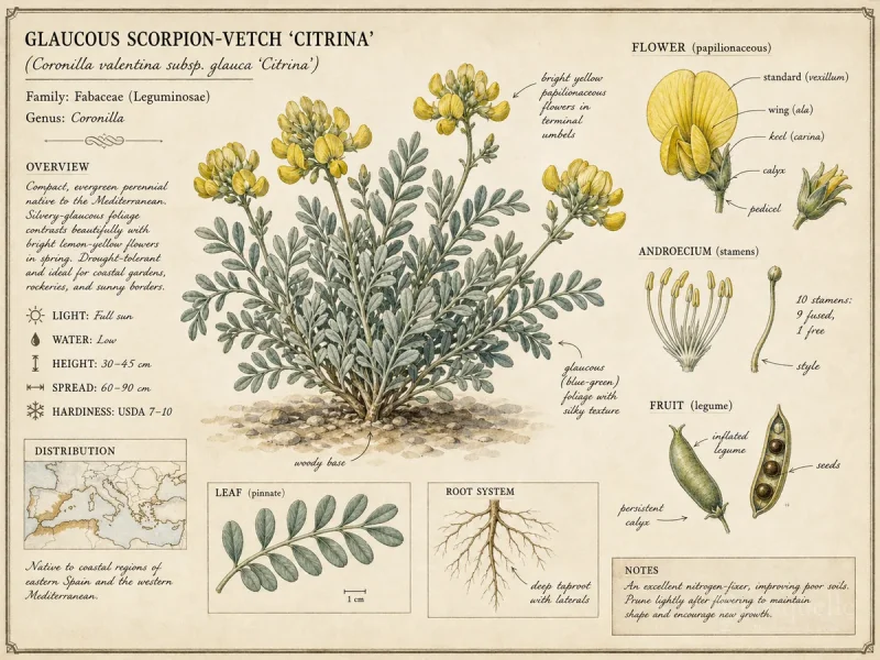 Glaucous Scorpion-Vetch ‘Citrina’ (Coronilla valentina subsp. glauca ‘Citrina’)