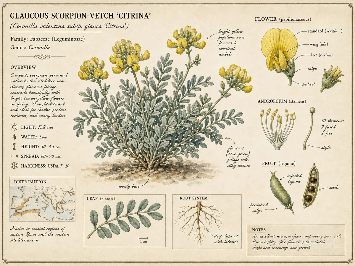 Glaucous Scorpion-Vetch ‘Citrina’ (Coronilla valentina subsp. glauca ‘Citrina’)
