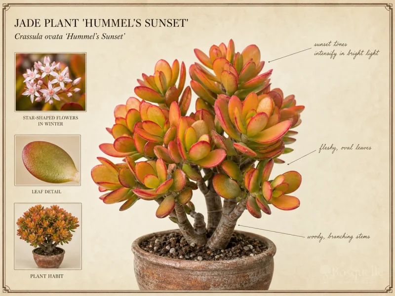 Jade Plant ‘Hummel’s Sunset’ (Crassula ovata ‘Hummel’s Sunset’)