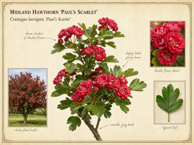 Midland Hawthorn ‘Paul’s Scarlet’ (Crataegus laevigata ‘Paul’s Scarlet’)