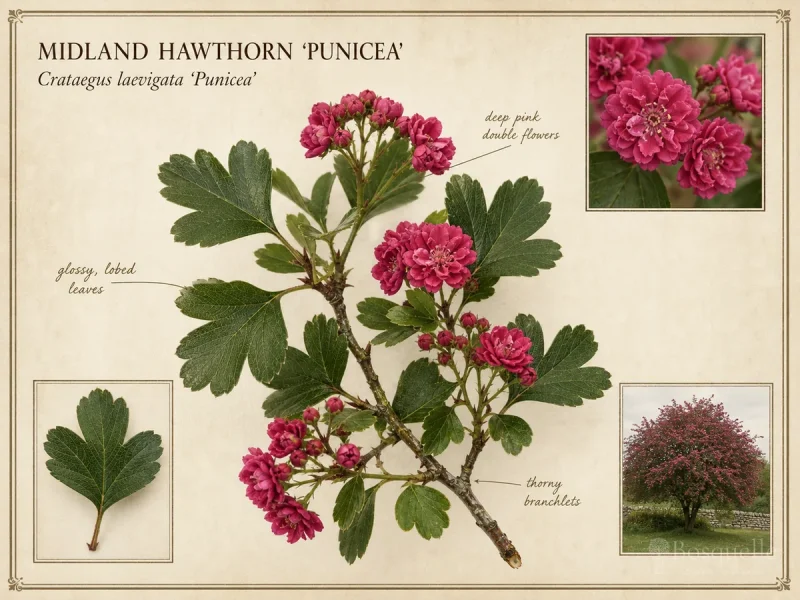Midland Hawthorn ‘Punicea’ (Crataegus laevigata ‘Punicea’)