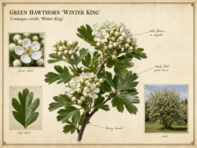 Green Hawthorn ‘Winter King’ (Crataegus viridis ‘Winter King’)