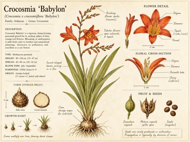 Crocosmia ‘Babylon’ (Crocosmia x crocosmiiflora ‘Babylon’)