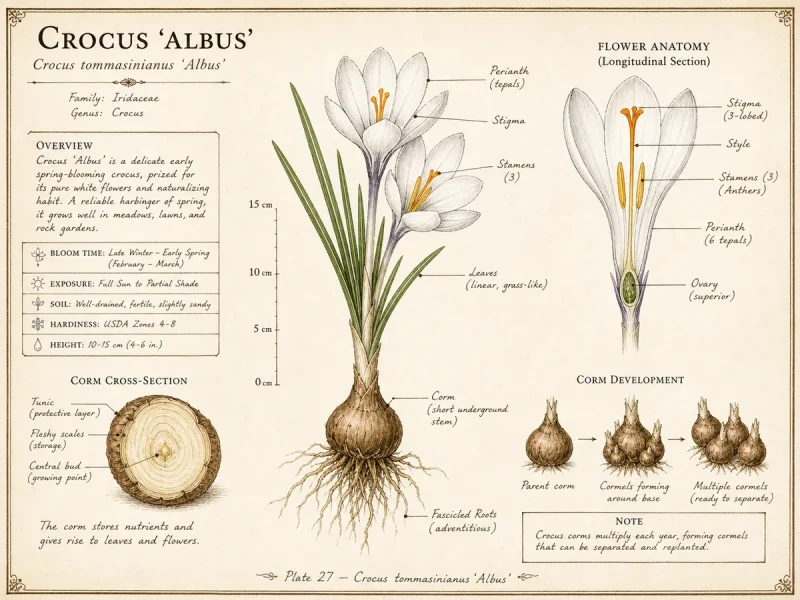 Crocus ‘Albus’ (Crocus tommasinianus ‘Albus’)