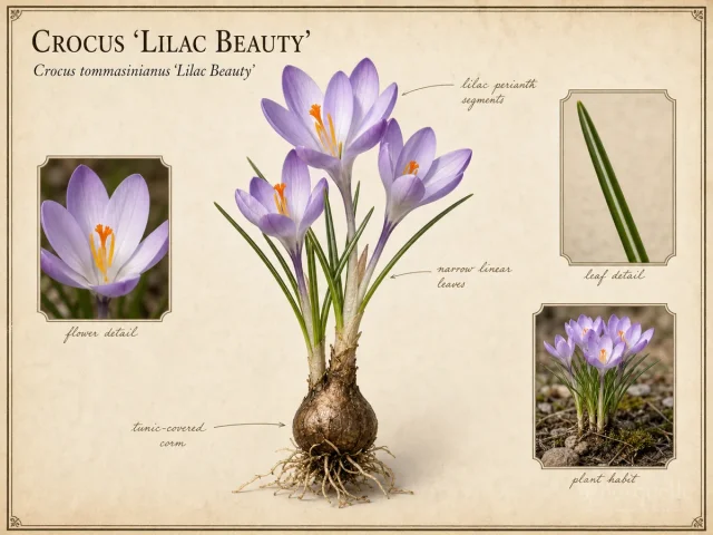 Crocus ‘Lilac Beauty’ (Crocus tommasinianus ‘Lilac Beauty’)