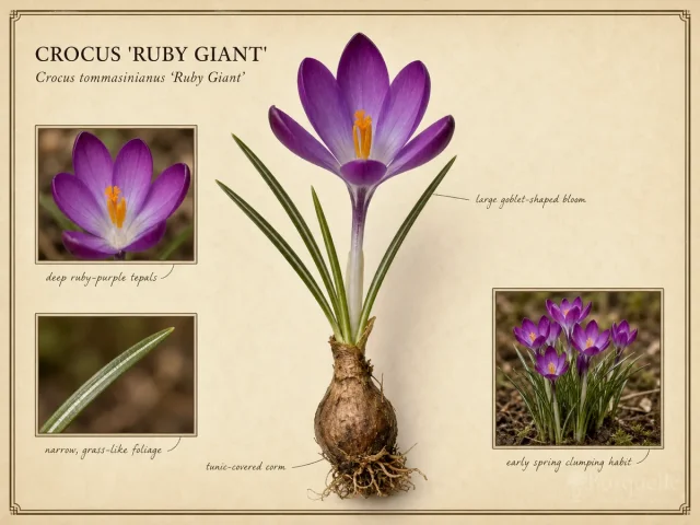 Crocus ‘Ruby Giant’ (Crocus tommasinianus ‘Ruby Giant’)