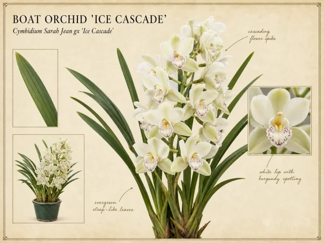 Boat Orchid ‘Ice Cascade’ (Cymbidium Sarah Jean gx ‘Ice Cascade’)