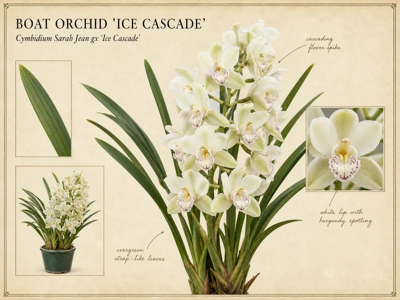 Boat Orchid ‘Ice Cascade’ (Cymbidium Sarah Jean gx ‘Ice Cascade’)