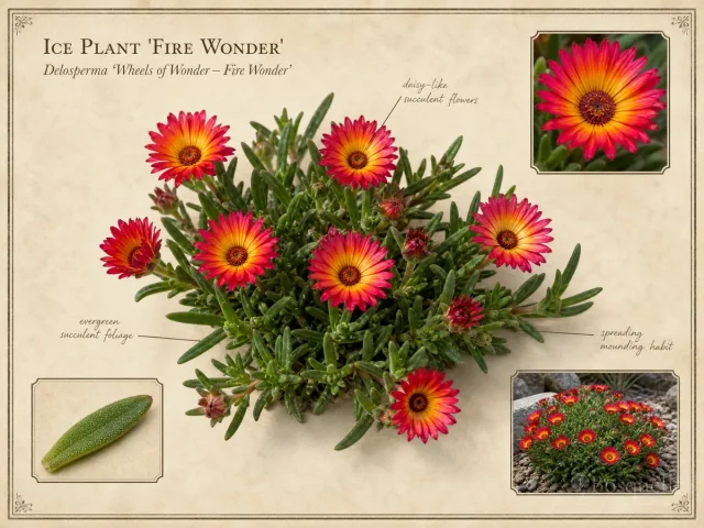 Ice Plant ‘Fire Wonder’ (Delosperma ‘Wheels of Wonder – Fire Wonder’)