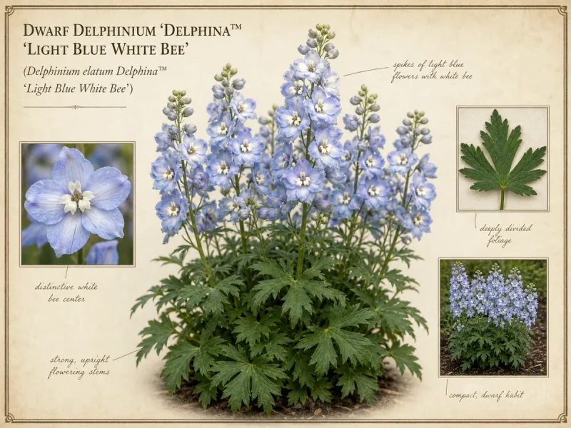 Dwarf Delphinium 'Delphina™ 'Light Blue White Bee'