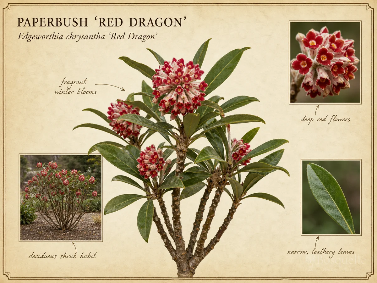 Paperbush ‘Red Dragon’ (Edgeworthia chrysantha ‘Red Dragon’)