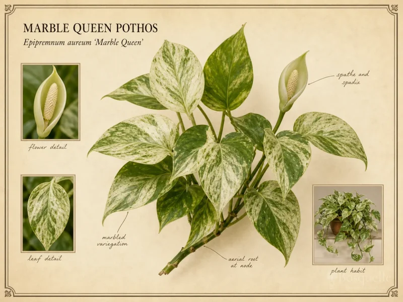Marble Queen Pothos (Epipremnum aureum ‘Marble Queen’)