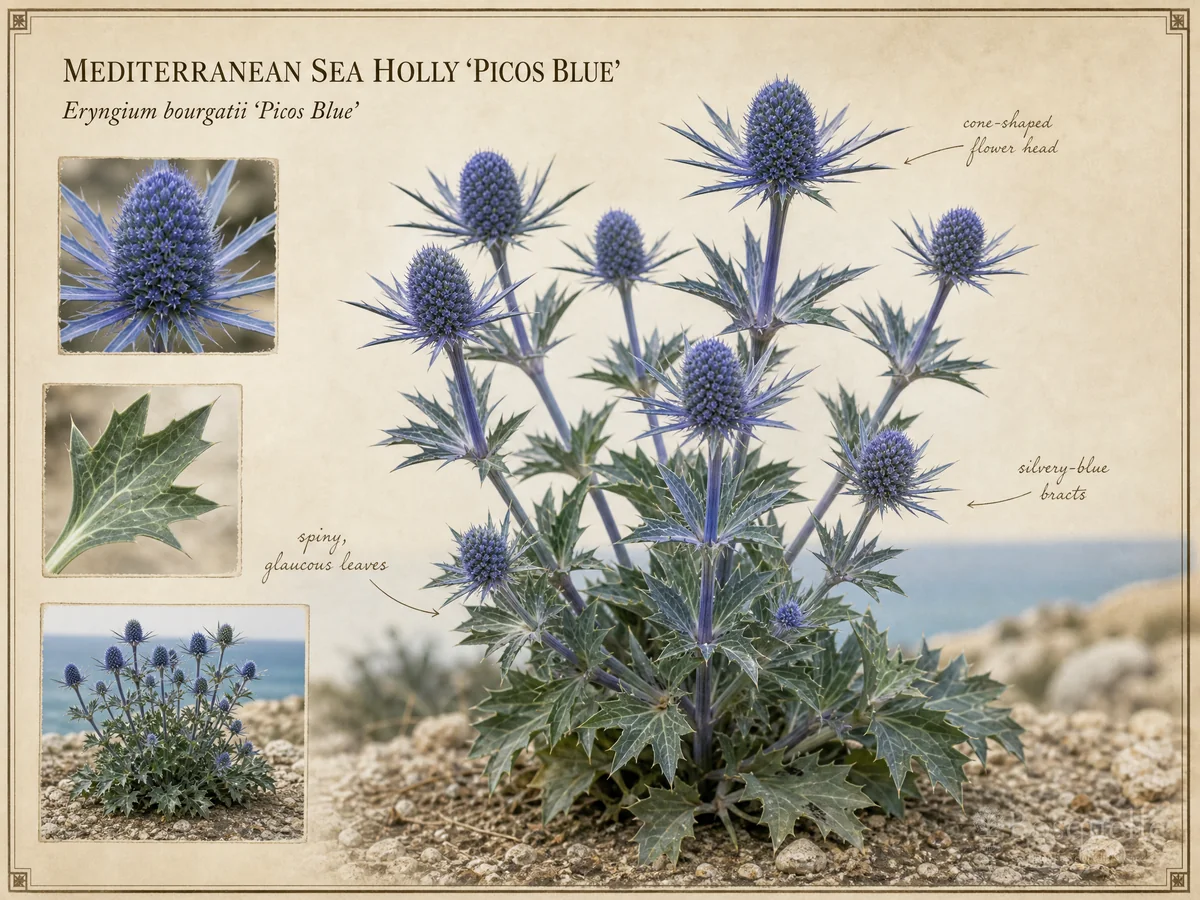 Mediterranean Sea Holly ‘Picos Blue’ (Eryngium bourgatii ‘Picos Blue’)