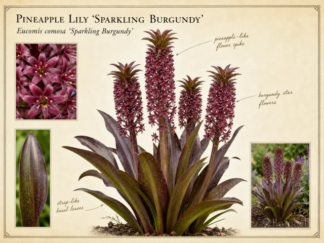 Pineapple Lily ‘Sparkling Burgundy’ (Eucomis comosa ‘Sparkling Burgundy’)
