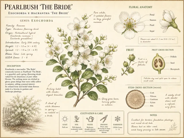 Pearlbush ‘The Bride’ (Exochorda x macrantha ‘The Bride’)