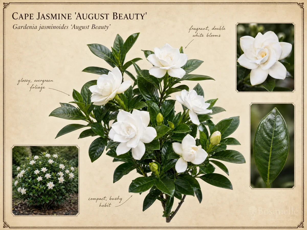 Cape Jasmine ‘August Beauty’ (Gardenia jasminoides ‘August Beauty’)