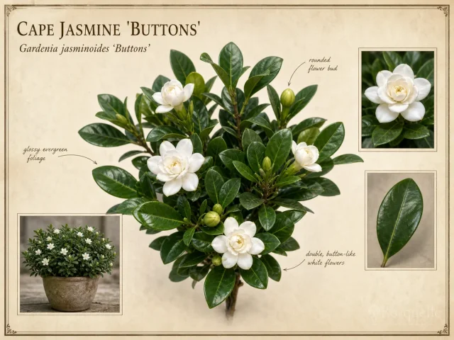 Cape Jasmine ‘Buttons’ (Gardenia jasminoides ‘Buttons’)
