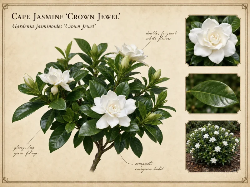 Cape Jasmine ‘Crown Jewel’ (Gardenia jasminoides ‘Crown Jewel’)