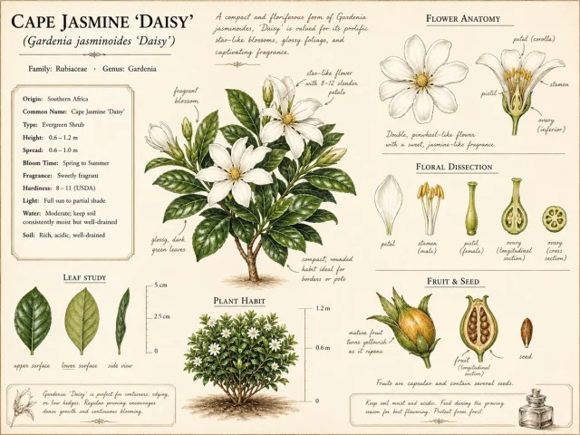 Cape Jasmine ‘Daisy’ (Gardenia jasminoides ‘Daisy’)