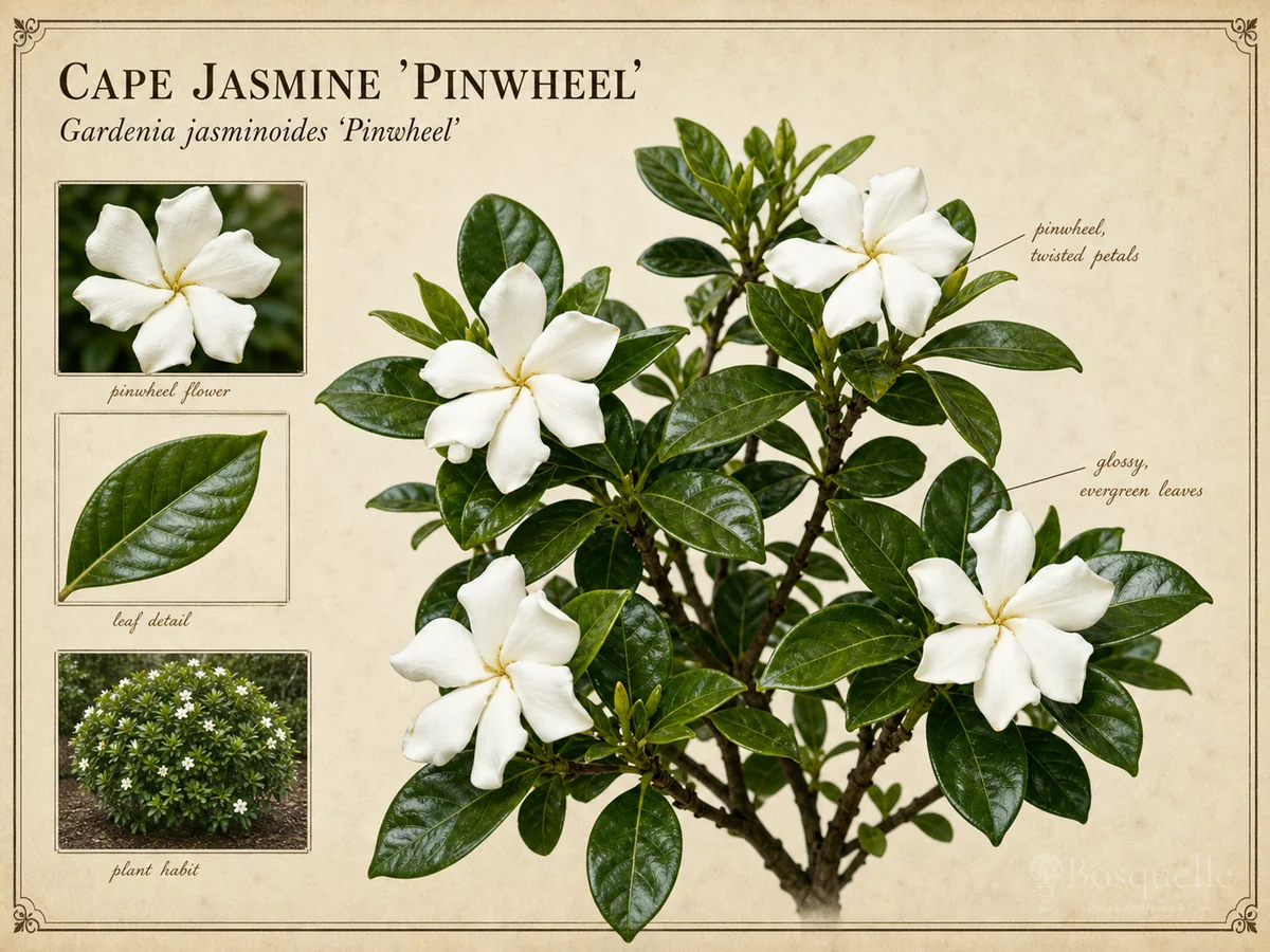 Cape Jasmine ‘Pinwheel’ (Gardenia jasminoides ‘Pinwheel’)