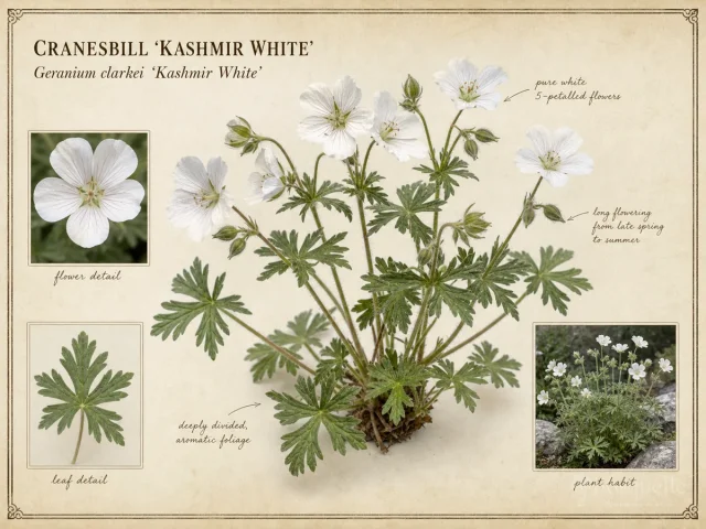 Cranesbill ‘Kashmir White’ (Geranium clarkei ‘Kashmir White’)